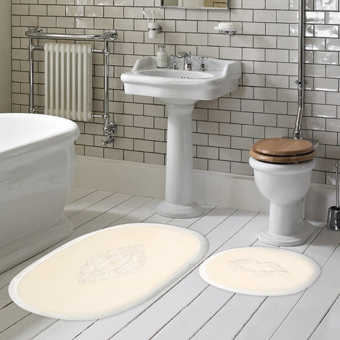 Mijölnir Melek - Crema, Juego de 2 Alfombrillas de Baño Antideslizantes Mijölnir Melek - Crema, Juego de 2 Alfombrillas de Baño Antideslizantes